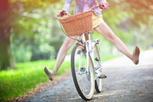 riding a bicycle swinging legs